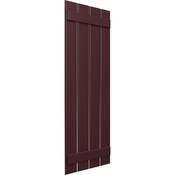 True Fit PVC, Four Board Spaced Board-n-Batten Shutters, Wine Red , 23W X 76H